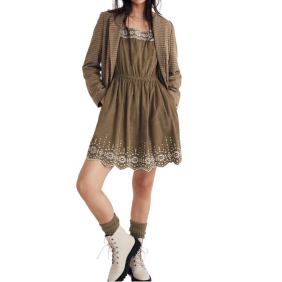 MADEWELL Womens S Embroidered Square Neck Corduroy Minidress NEW - Picture 1 of 12